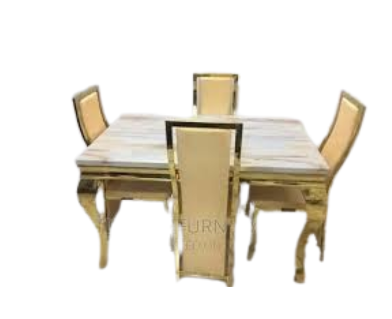Gold frame animal leg dinning set by 4
